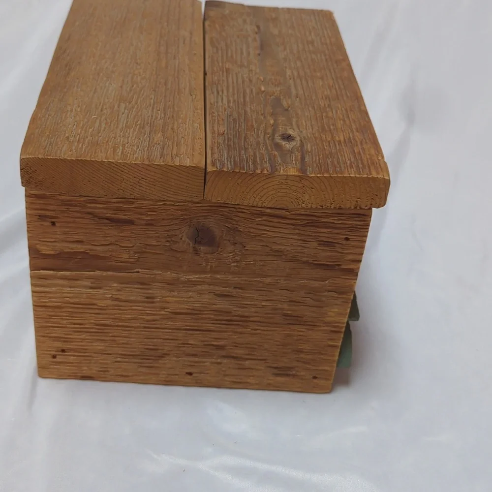 Hand Crafted Solid Wood Lidded 3D Floral Rustic Cottage Storage or Wedding Box
